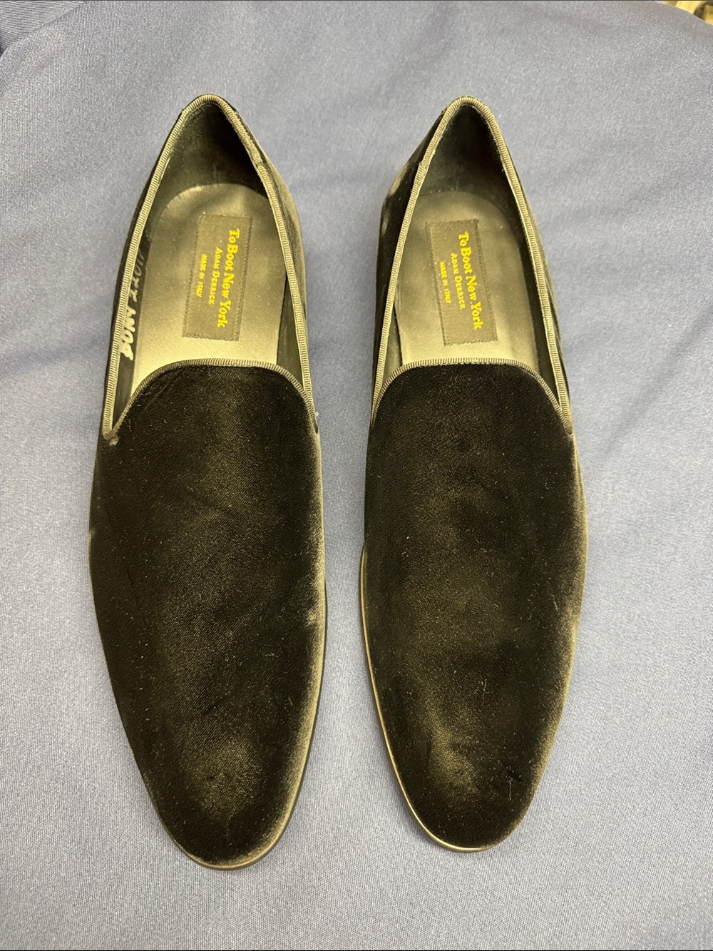 To Boot New York Adam Derrick Velvet Smoking Slippers Black Size 13 - Picture 9 of 10